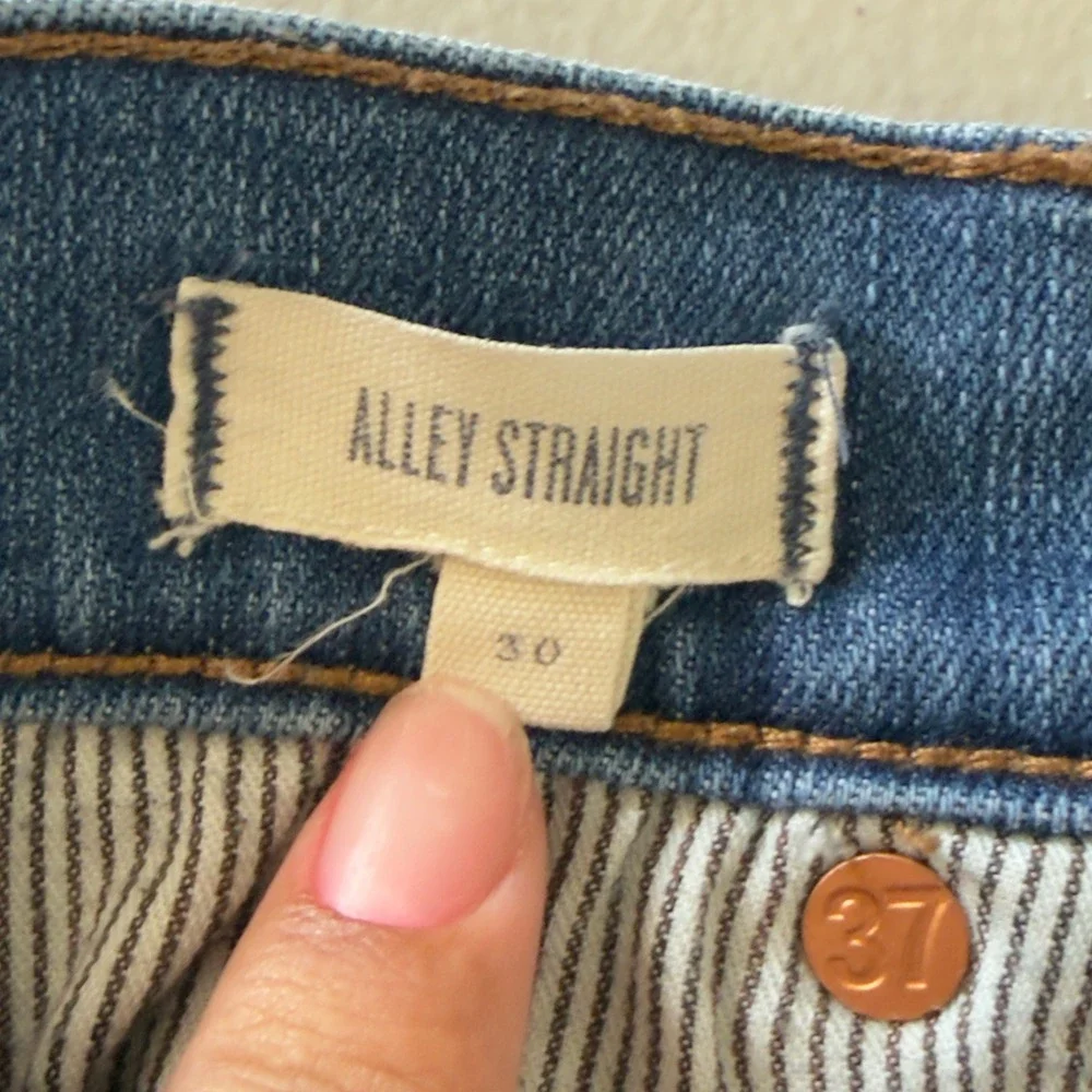 Madewell Alley Straight Jeans Womens 30 Blue Distressed Raw Hem Denim